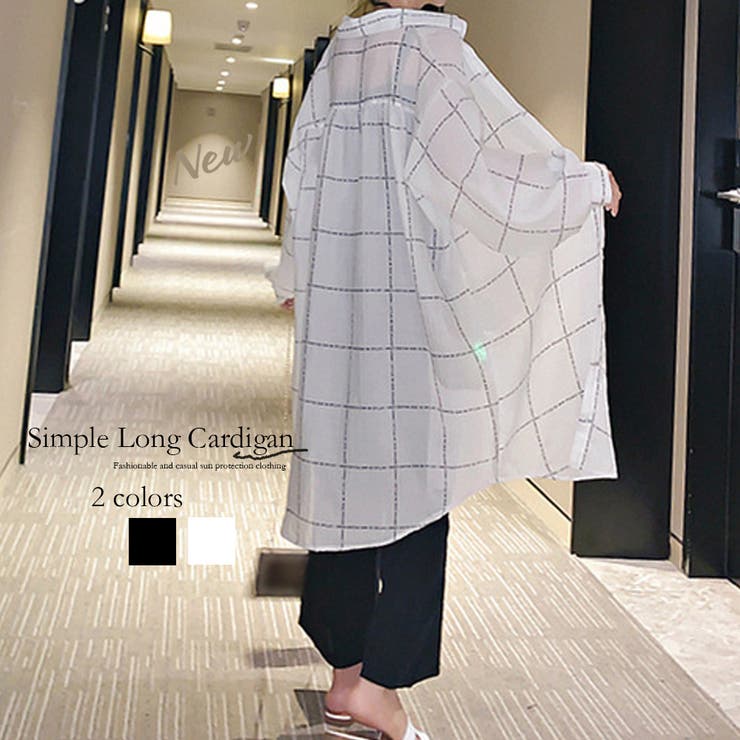 ロング カーディガン チェック柄シャツ[品番:II000006532 ロング カーディガン チェック柄シャツ[品番:II000006532