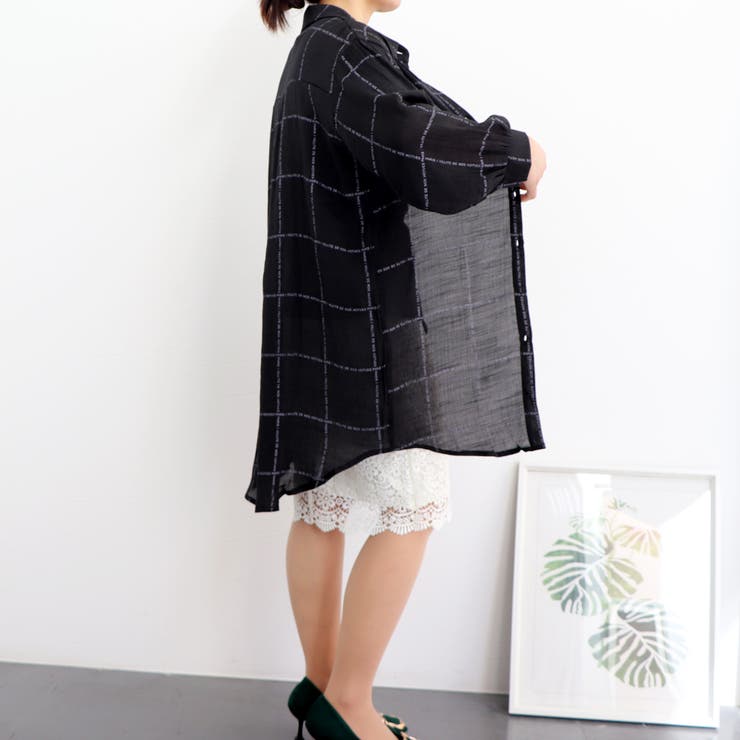 【特別訳あり特価】 ロング チェック柄シャツ[品番：II000006532 カーディガン トップス