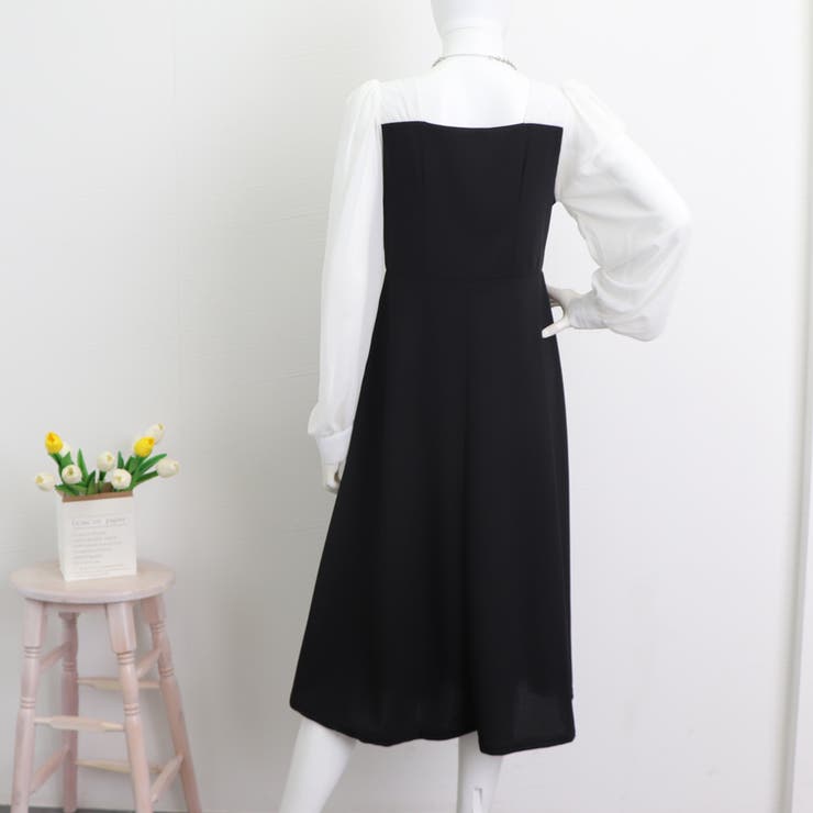 シフォンスリーブワンピース長袖ワンピ[品番:II000008128 シフォンスリーブワンピース長袖ワンピ[品番:II000008128