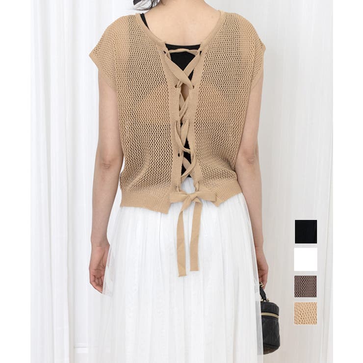 透かし編みトップス サマーニット 重ね着 | Miniministore | 詳細画像1 