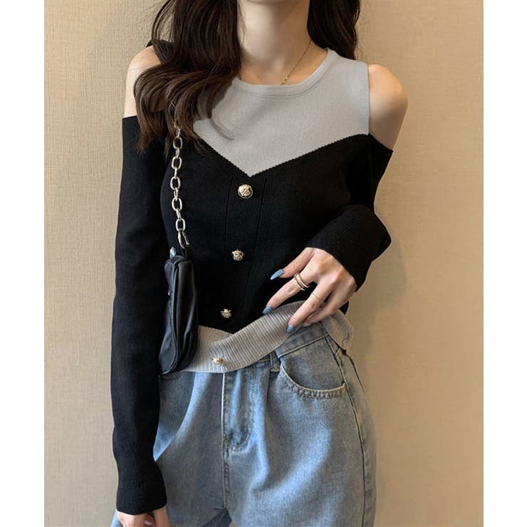 ニットトップス オフショルダーリブニット | Miniministore | 詳細画像6 