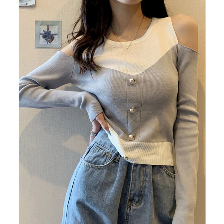 ニットトップス オフショルダーリブニット | Miniministore | 詳細画像8 