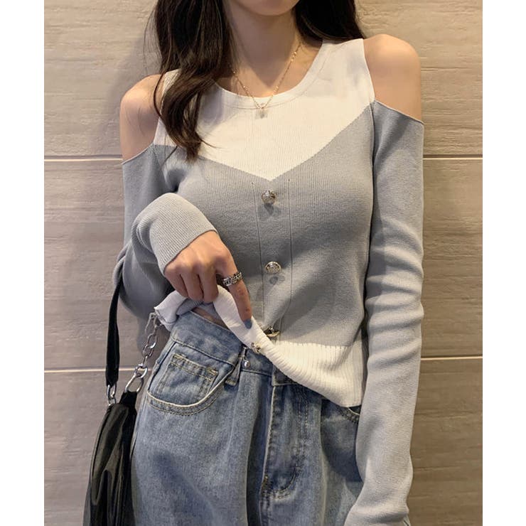ニットトップス オフショルダーリブニット | Miniministore | 詳細画像9 