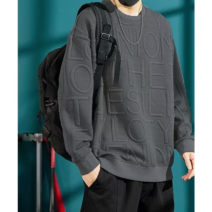 エンボス加工ロゴtシャツ メンズ 長袖