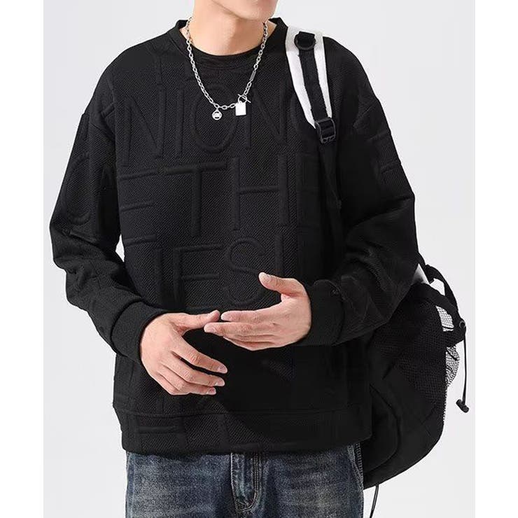 エンボス加工ロゴtシャツ メンズ 長袖 | AsaAura | 詳細画像3 