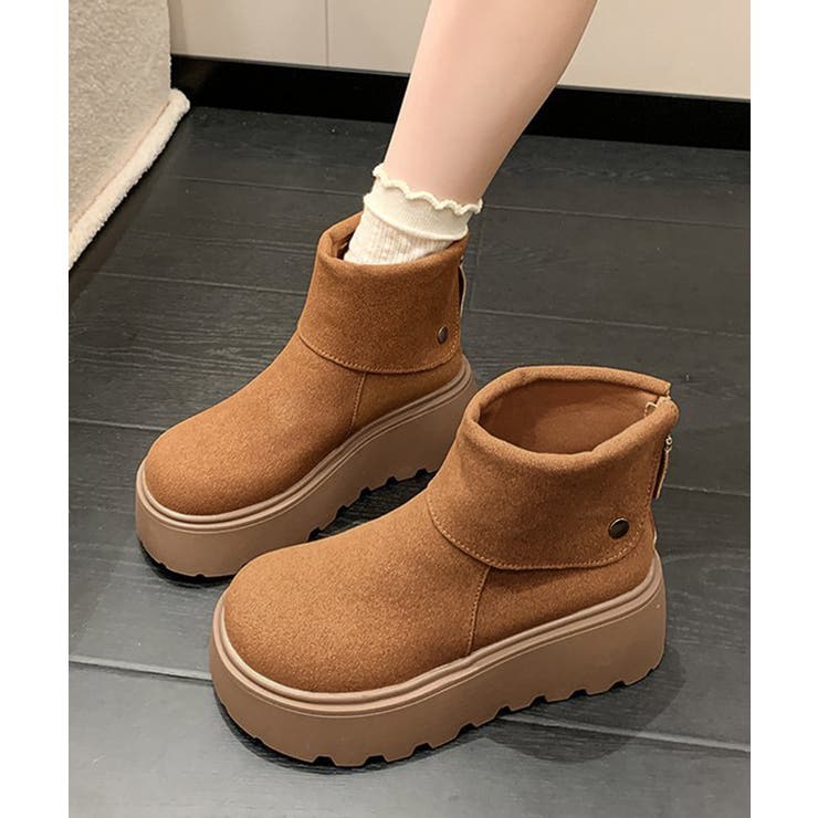 キャメル | 厚底ショートブーツ 秋冬シューズ美脚脚長 | Miniministore