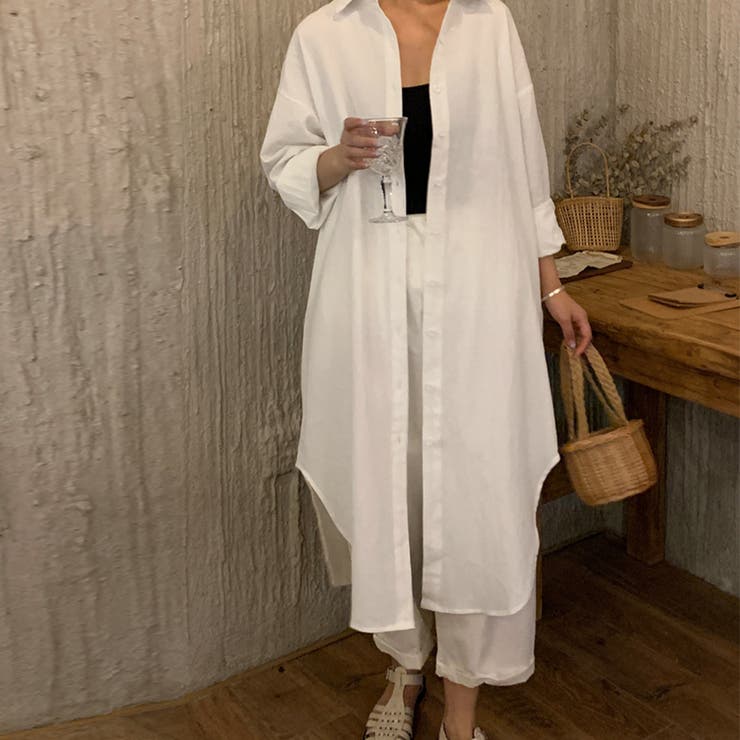 ホワイト | シャツワンピース ロングシャツカーデ | Miniministore