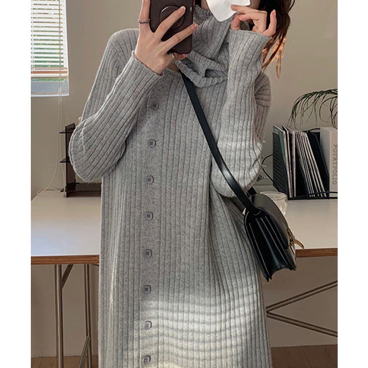 タートルネック ワンピース体型カバー韓国 | Miniministore | 詳細画像1 