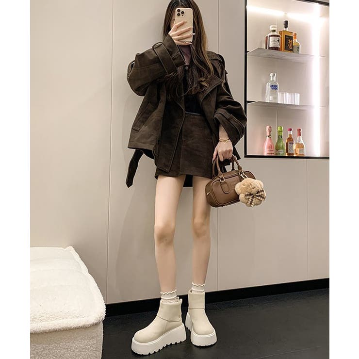 厚底ショートブーツ 秋冬シューズ美脚脚長 | Miniministore | 詳細画像17 