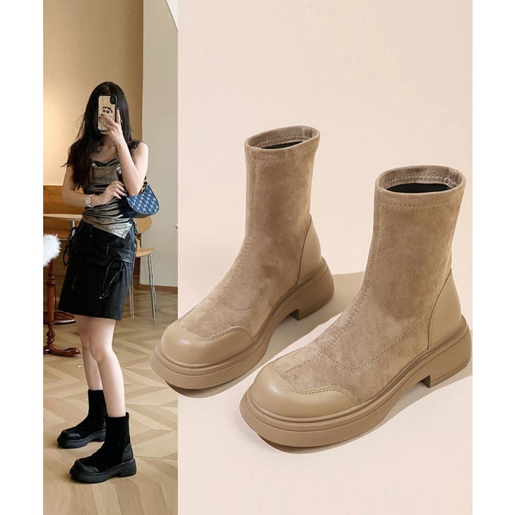 ショートブーツ スエード調 ミドルブーツ | Miniministore | 詳細画像11 