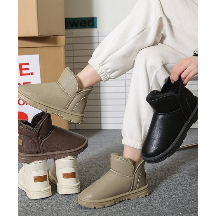 ムートンブーツ PUレザー 裏起毛ブーツ | Miniministore | 詳細画像1 