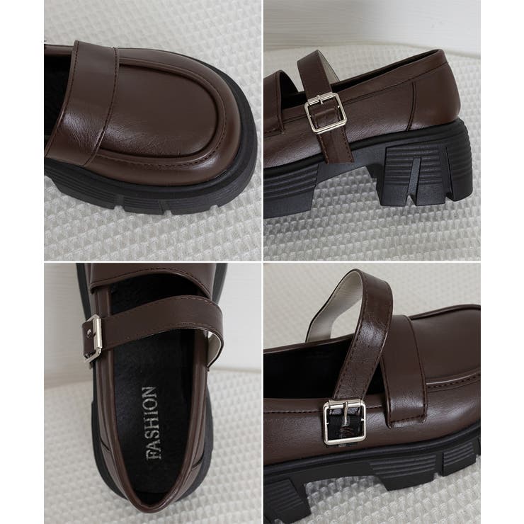 ダブルベルト厚底ローファー 韓国風美脚靴 | Miniministore | 詳細画像19 