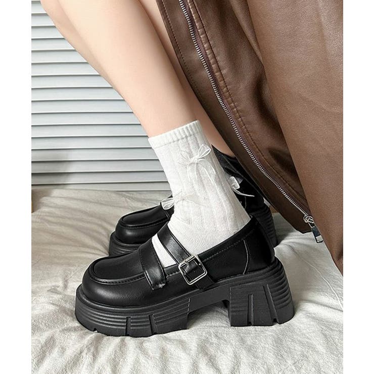 ダブルベルト厚底ローファー 韓国風美脚靴 | Miniministore | 詳細画像5 