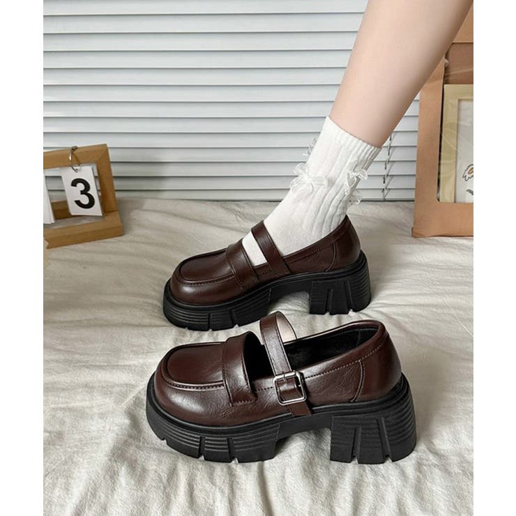 ダブルベルト厚底ローファー 韓国風美脚靴 | Miniministore | 詳細画像8 