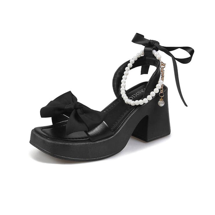 リボン厚底サンダル パールストラップ美脚 | Miniministore | 詳細画像17 