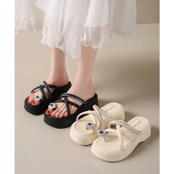 クロスストラップ厚底トングサンダル夏美脚 | Miniministore | 詳細画像11 