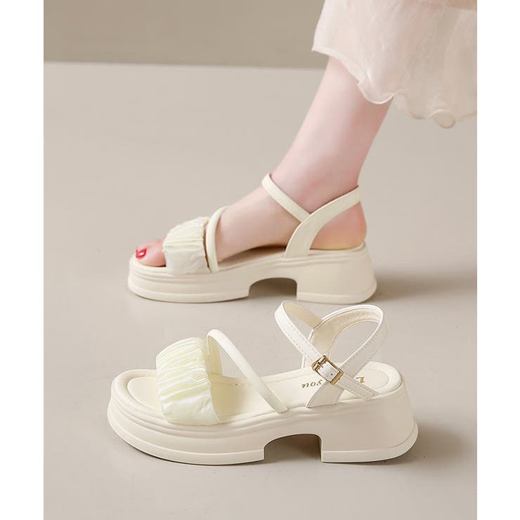 厚底サンダル 太ヒールフリルサンダル美脚 | Miniministore | 詳細画像10 