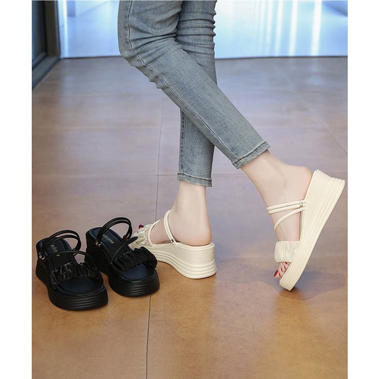 厚底ストラップサンダル美脚ウェッジソール | Miniministore | 詳細画像14 