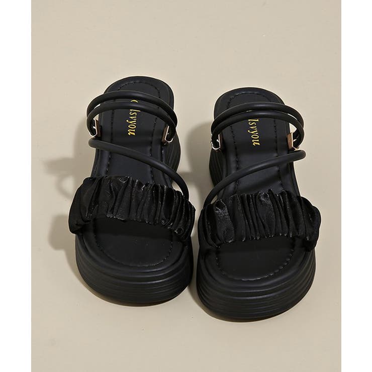 厚底ストラップサンダル美脚ウェッジソール | Miniministore | 詳細画像16 