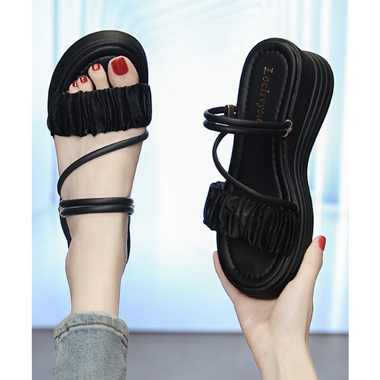 厚底ストラップサンダル美脚ウェッジソール | Miniministore | 詳細画像7 