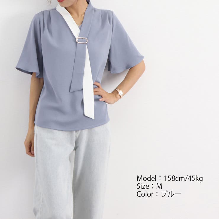 ボウタイブラウスフレア袖レディース 無地 | Miniministore | 詳細画像26 