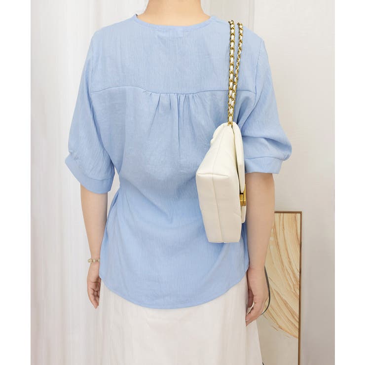 ドロストシャツブラウス パール付夏服半袖 | Miniministore | 詳細画像14 