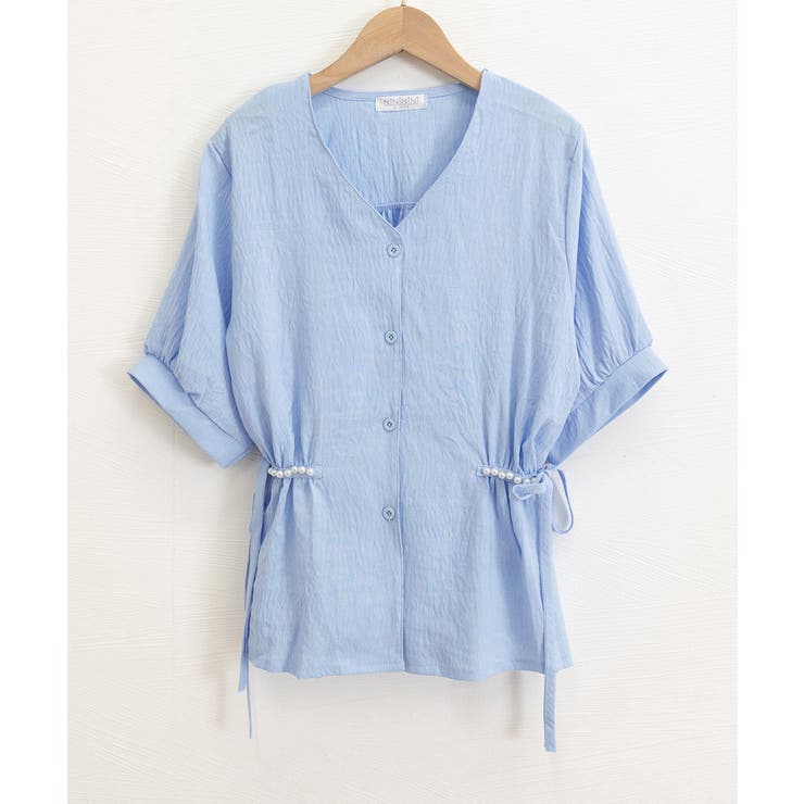 ドロストシャツブラウス パール付夏服半袖 | Miniministore | 詳細画像21 