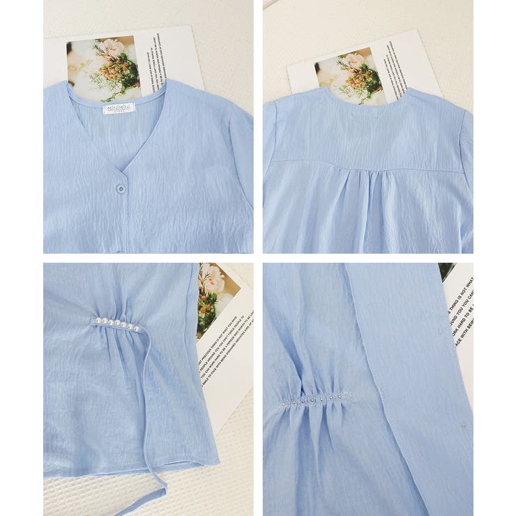 ドロストシャツブラウス パール付夏服半袖 | Miniministore | 詳細画像23 