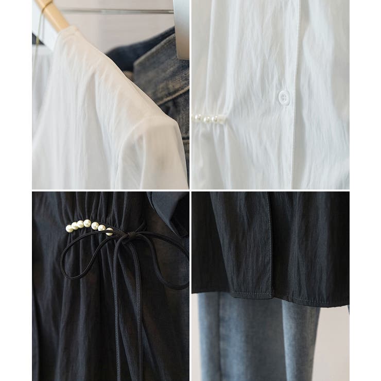 ドロストシャツブラウス パール付夏服半袖 | Miniministore | 詳細画像25 