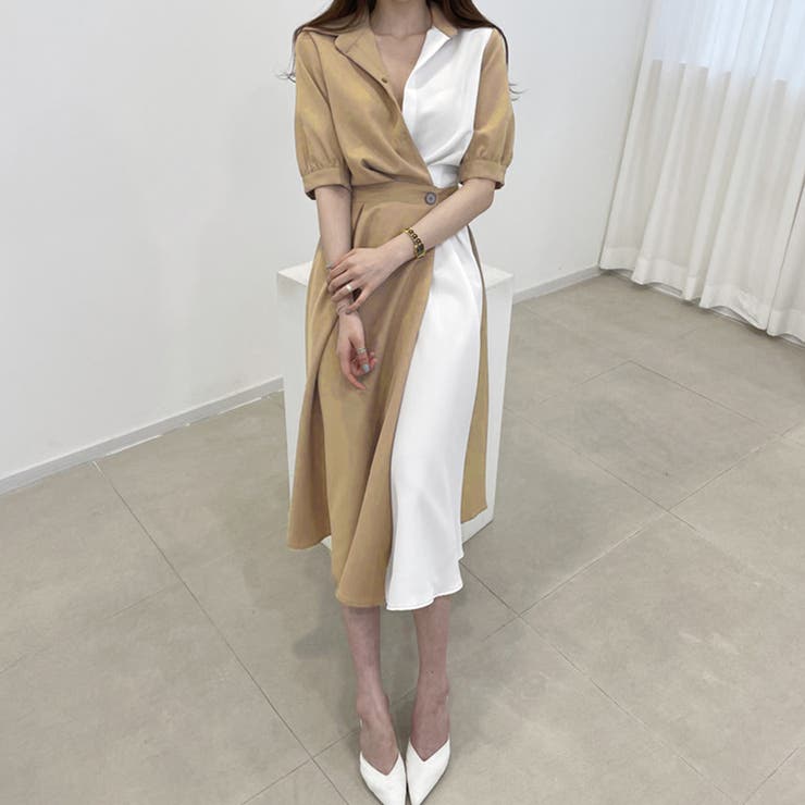 シャツワンピース ロング レディース韓国[品番：II000008575