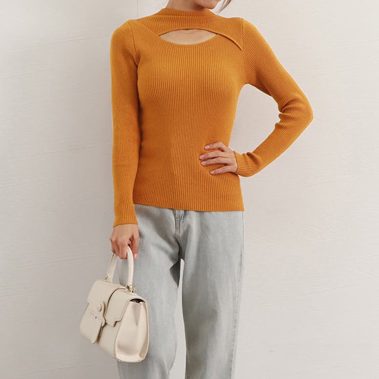 ニットトップス 胸開き プチハイネック | Miniministore | 詳細画像10 