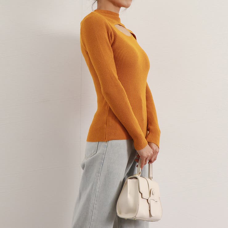 ニットトップス 胸開き プチハイネック | Miniministore | 詳細画像11 