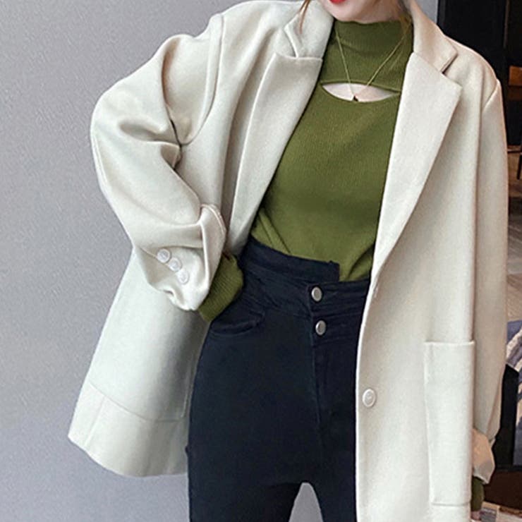 ニットトップス 胸開き プチハイネック | Miniministore | 詳細画像7 