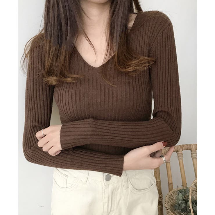 タイト リブニット vネック きれいめ | Miniministore | 詳細画像8 