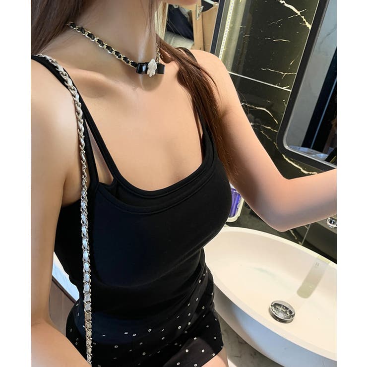 ブラック | カップ付きキャミソール ブラトップ韓国風 | SUNSHINE CLOSET