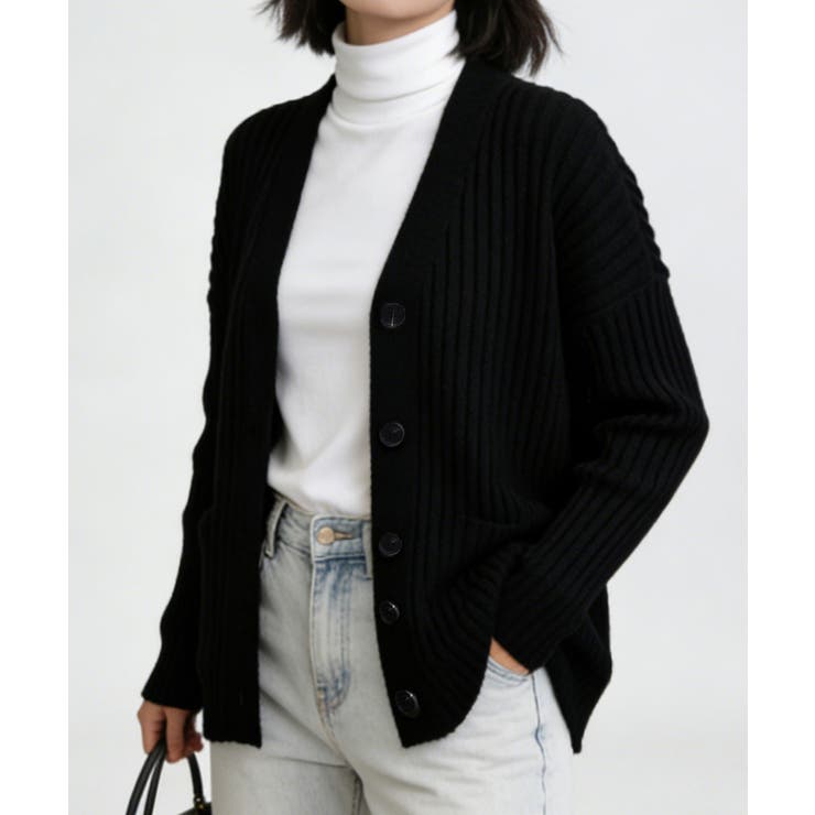 ブラック | ニットカーディガン レディース アウター | Miniministore