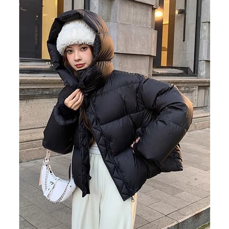 ブラック | ショート丈ダウンジャケット 中綿ブルゾン | Miniministore