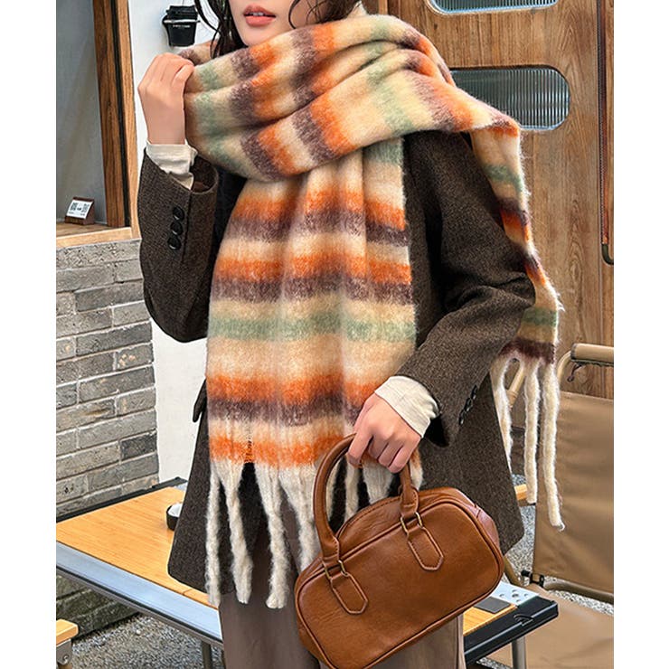 オレンジ | ボリュームマフラー大判 ふわふわマフラー | SUNSHINE CLOSET