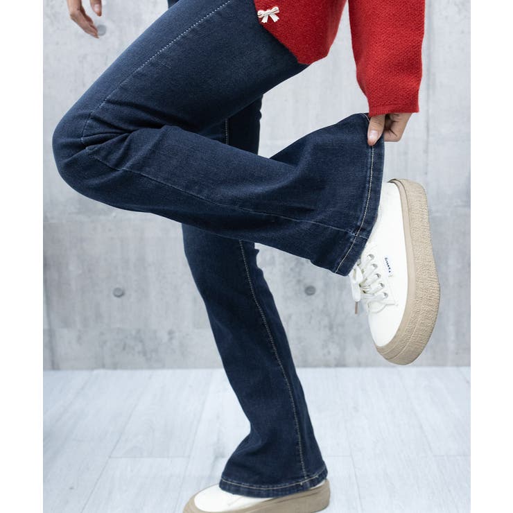 セミフレアデニムパンツ レディース 美脚 | Miniministore | 詳細画像12 