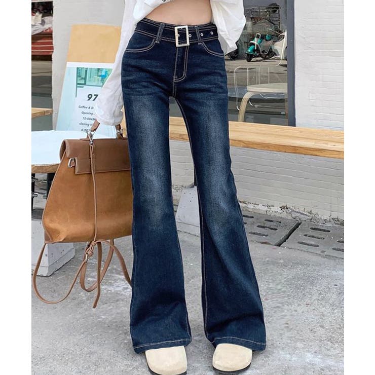 セミフレアデニムパンツ レディース 美脚 | Miniministore | 詳細画像4 