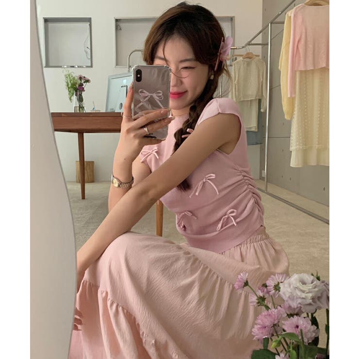 リボン付きリブニット プチハイネック夏服 | Miniministore | 詳細画像5 