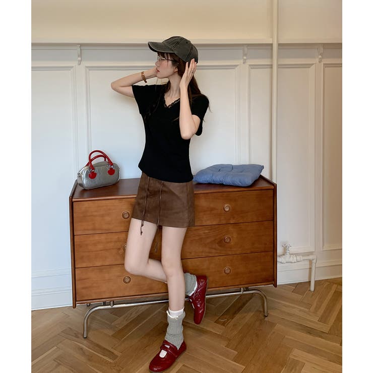 VネックTシャツ春夏 半袖トップス韓国風 | Miniministore | 詳細画像11 