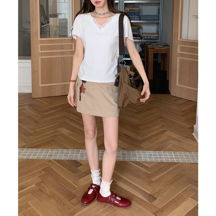 VネックTシャツ春夏 半袖トップス韓国風 | Miniministore | 詳細画像5 
