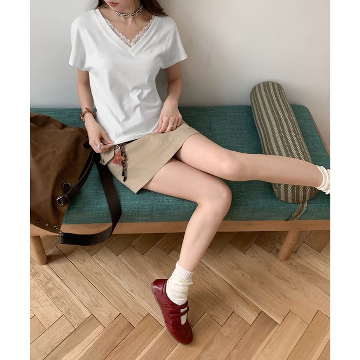 VネックTシャツ春夏 半袖トップス韓国風 | Miniministore | 詳細画像7 