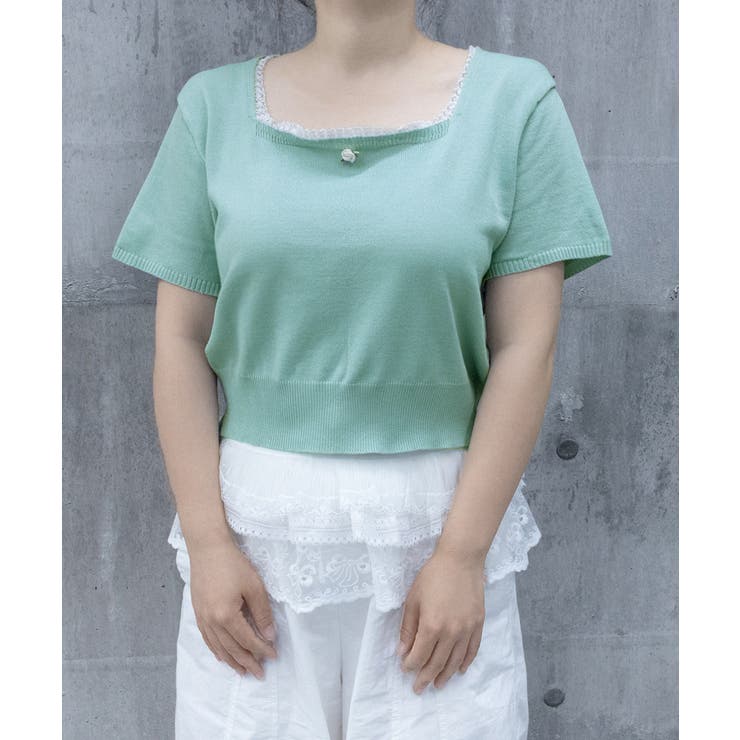 スクエアネック サマーニット トップス | Miniministore | 詳細画像14 