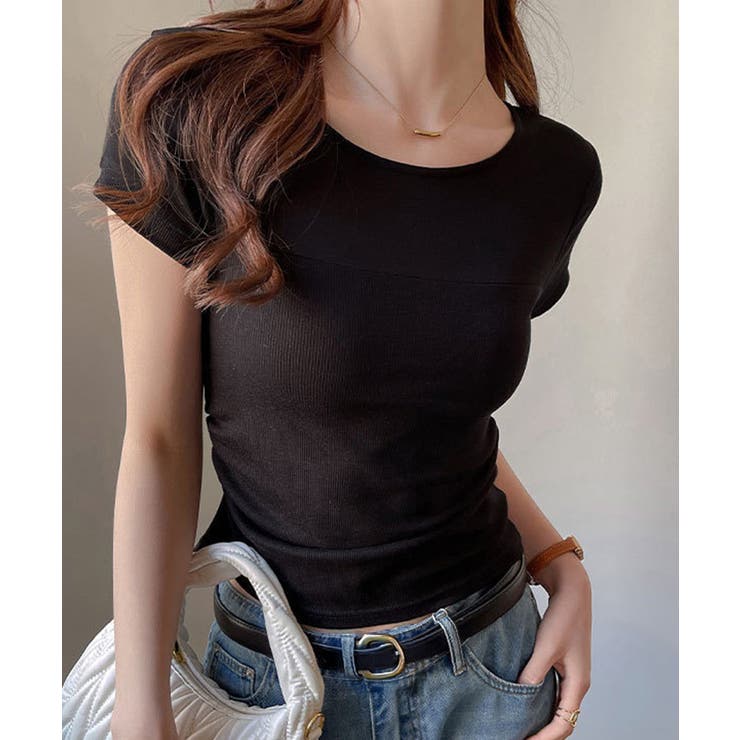 リブTシャツ 異素材切り替えカットソー | Miniministore | 詳細画像4 