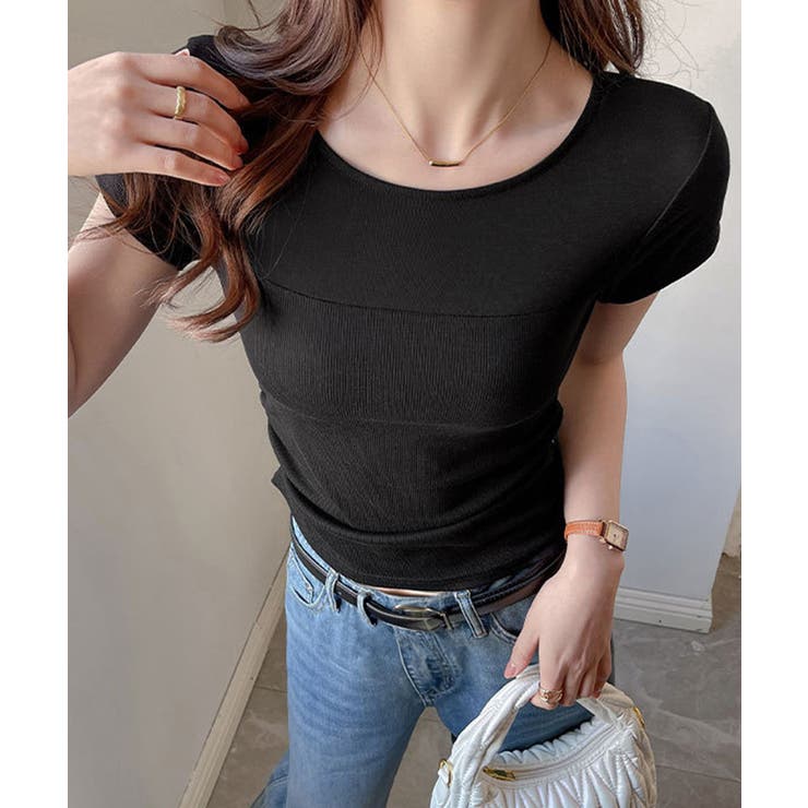 リブTシャツ 異素材切り替えカットソー | Miniministore | 詳細画像5 