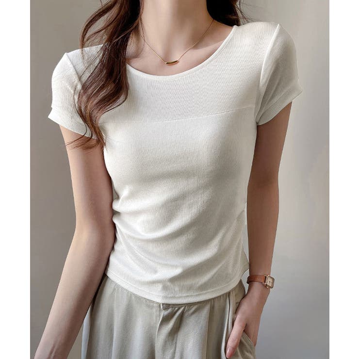 リブTシャツ 異素材切り替えカットソー | Miniministore | 詳細画像6 