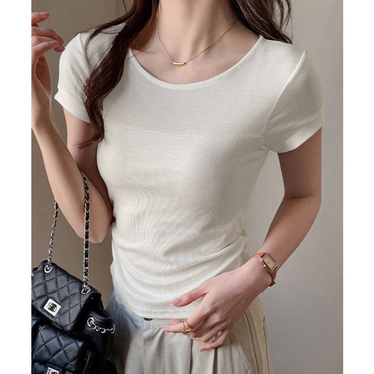 リブTシャツ 異素材切り替えカットソー | Miniministore | 詳細画像7 