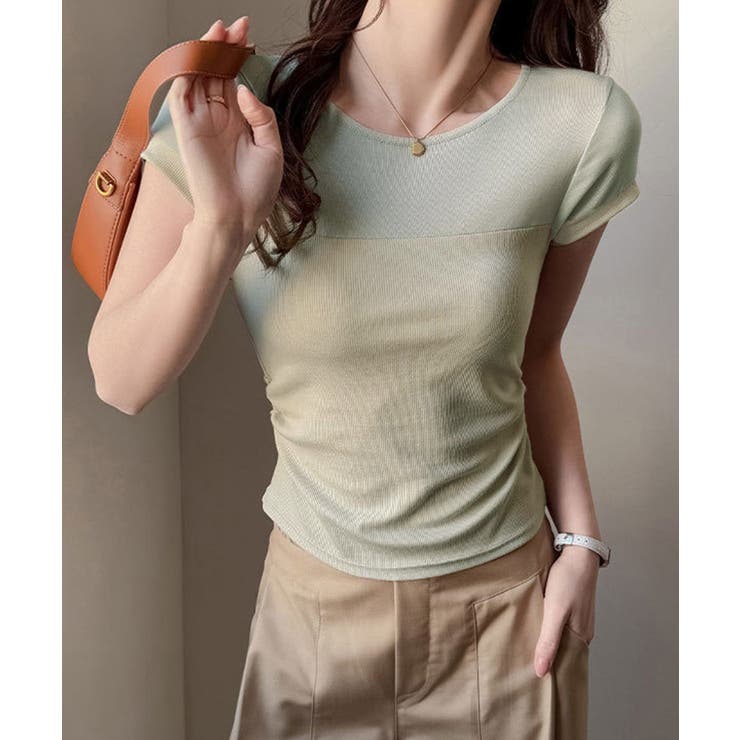 リブTシャツ 異素材切り替えカットソー | Miniministore | 詳細画像8 